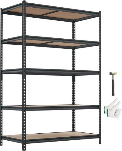 VEVOR Schwerlastregal aus Stahl in Schwarz mit 5 verstellbaren Ablagen, B/T/H: 122,8 x 61,9 x 181,3 cm - Bild 1