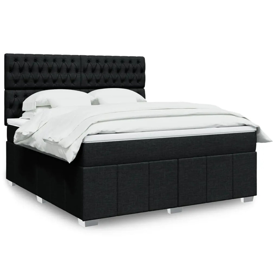 vidaXL Boxspringbett mit Matratze Schwarz B/T/H: 180 x 200 x 140,5 cm, Hybrid-Design mit USB-Ladeport und Unterbettbeleuchtung - Bild 2