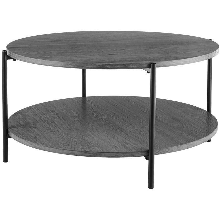 DELUKE Couchtisch BAZON Rund, Grau, Pappelholzfurnier und Metall, B/T/H: 80 x 80 x 40 cm - Bild 2