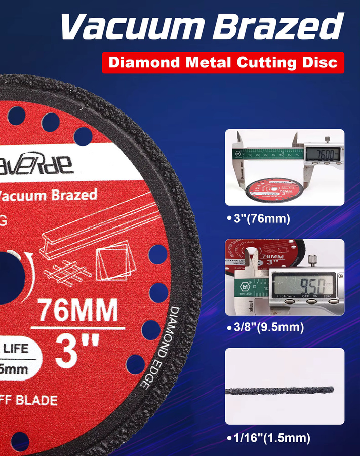 Casaverde Diamant-Trennscheibe für Metall und Bewehrungsstahl, Durchmesser: 76 mm, Farbe: Rot - Bild 3