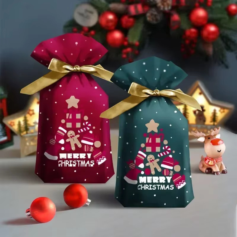 Weihnachts-Geschenktüten aus Kunststoff mit Santa-Motiv für Süßigkeiten und Geschenke, Mehrfarbig - Bild 2