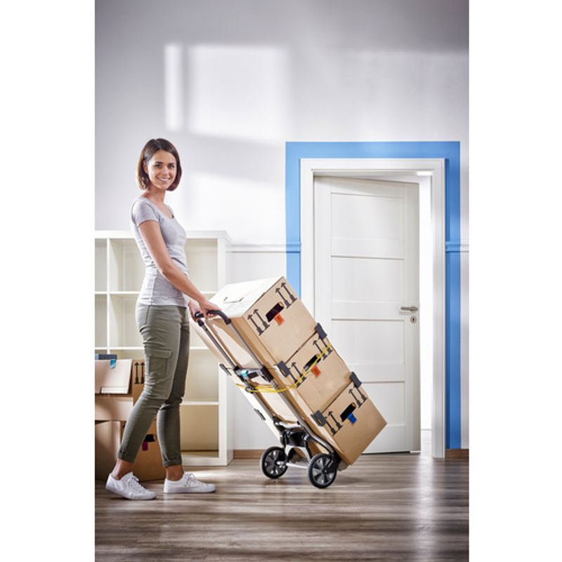 Wolfcraft Transportsystem TS 850 klappbare Sackkarre aus Stahl und Aluminiumguss in Silber, Schwarz und Gelb mit einer Traglast von 100 kg - Bild 3