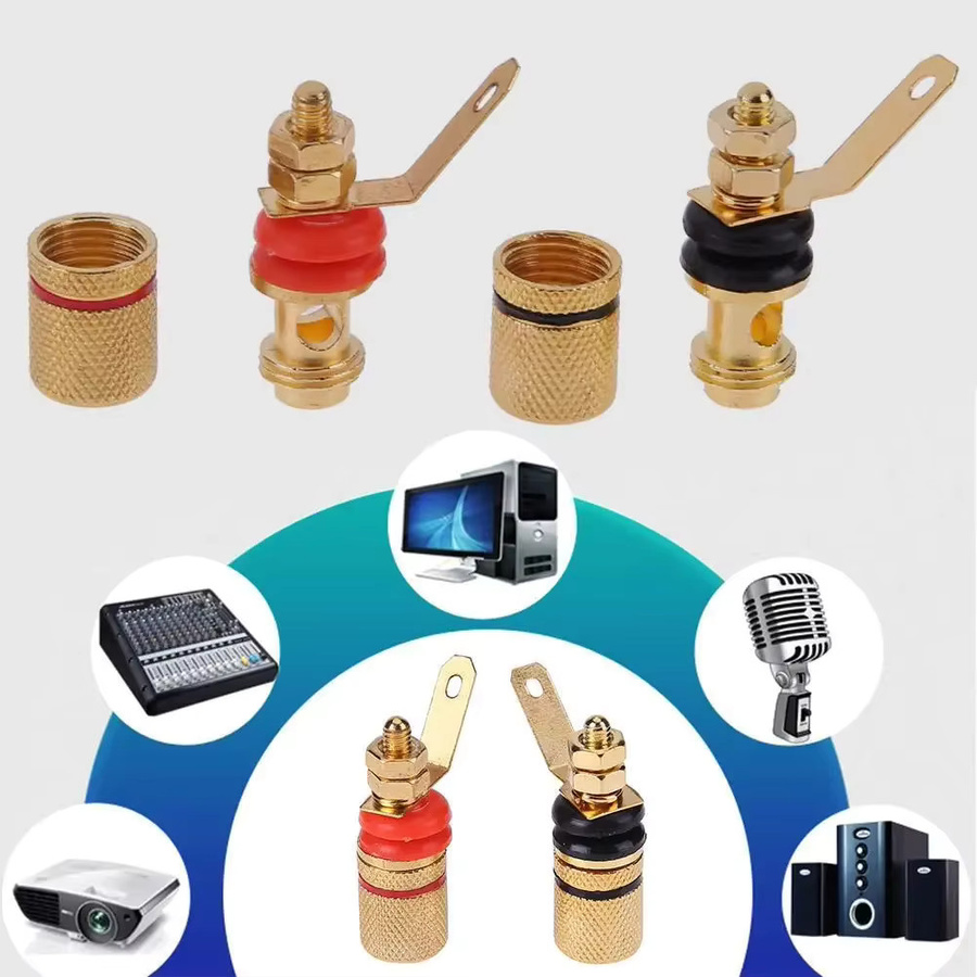 Vergoldete Lautsprecher-Terminal-Bindeklemmen als Bananenstecker-Steckdose in Gold - Bild 1