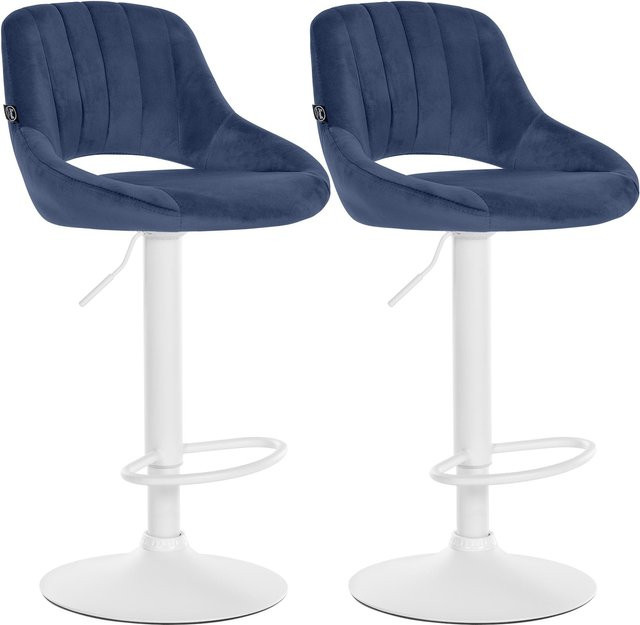 CLP Barhocker 2er Set Milet höhenverstellbar mit Lehne, gepolsterte Barstühle mit Samtbezug und drehbarem Metallgestell - Bild 1