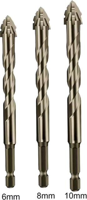 PINTUDY Exzentrisches Bohrer Set mit 3 Teilen, gezahnte Vier-Kanten Bohrer Bits in Silber für Ziegel und Holz - Bild 1