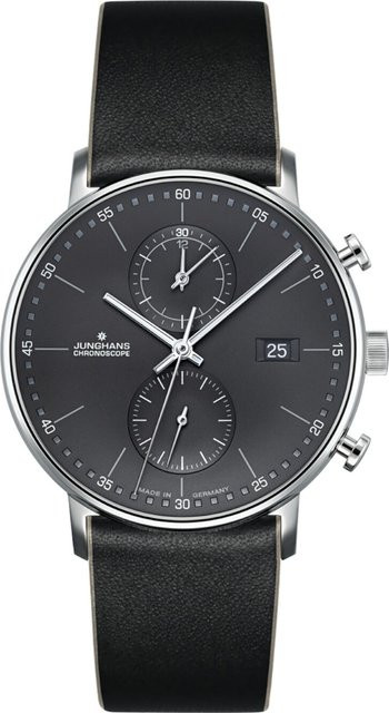 Junghans Chronograph, Quarz, Edelstahl, 40 mm, Leder, Herren - Bild 1