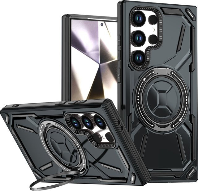 Handyhülle mit magnetischem Ständer und Schutzabdeckung für Samsung Galaxy S25 FE S26 Ultra S24 S23 S22 Plus A17 A07 A26 A36 A56 A06 A16 in Blau und Schwarz - Bild 1