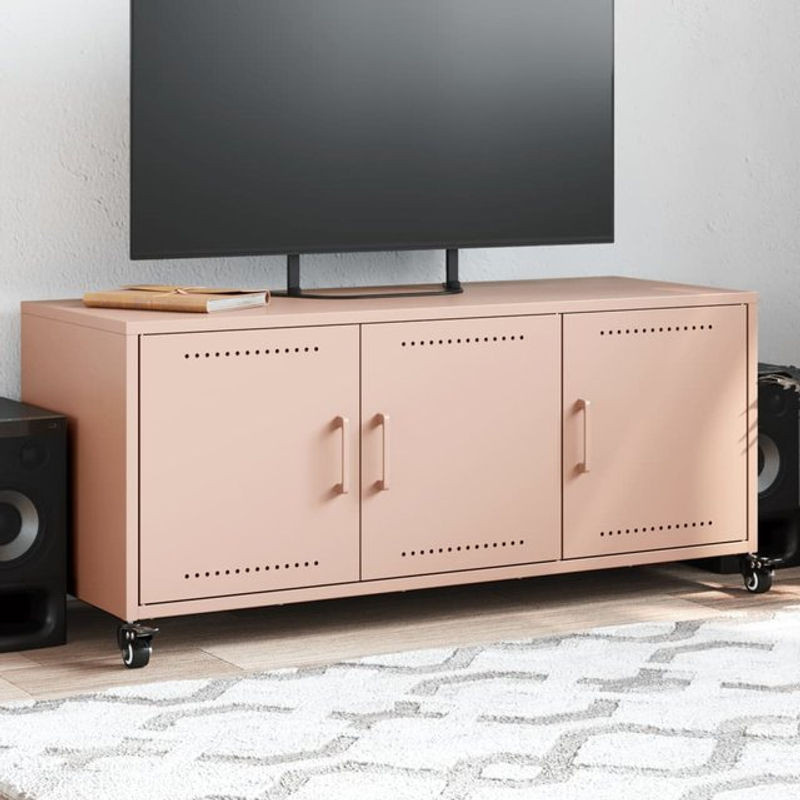 Vidaxl TV-Schrank Modern aus Kaltgewalztem Stahl in Rosa, B/T/H: 100,5 x 39 x 43,5 cm - Bild 1