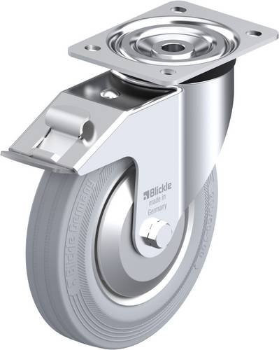 Blickle Lenkrolle 58008 L-V 202R-FI-SG-FA mit Feststeller in Grau und verzinktem Stahl, Rad-Durchmesser: 200 mm, Tragfähigkeit: 205 kg - Bild 1