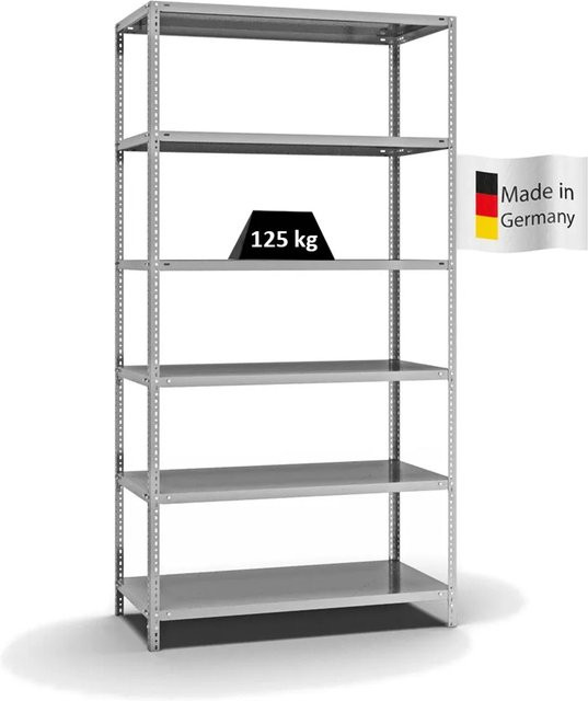 PROREGAL Fachbodenregal Light-Duty mit 6 Ebenen, verzinkt, Farbe: Silber, H x B x T: 250 x 130 x 60 cm - Bild 1