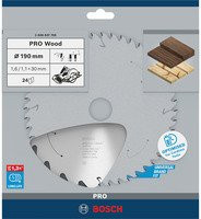 Bosch Hartmetall Kreissägeblatt Standard for Wood für Akkusägen, Durchmesser: 190 mm, Bohrung: 30 mm, 24 Zähne - Bild 2