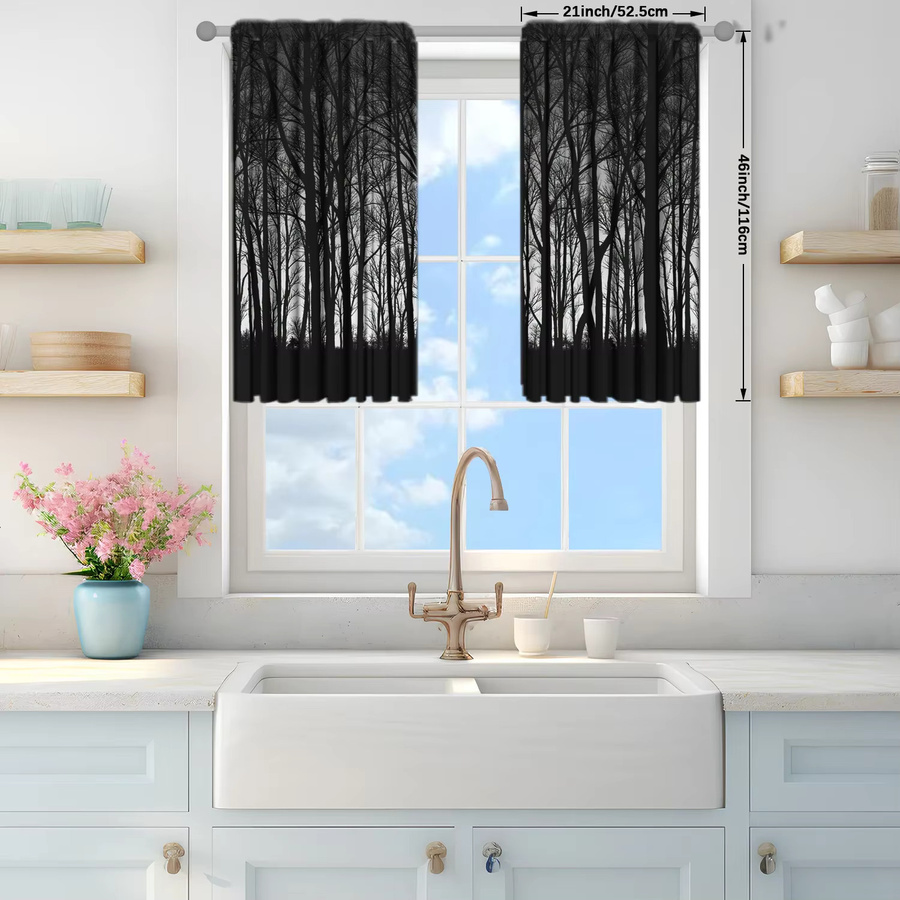 VOZMIO 2-teiliges Set Fenstervorhänge im nordischen Stil mit Birkenbaummuster - Bild 3