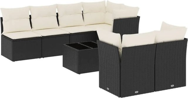 vidaXL 8-teilige Garten-Sofagarnitur aus Poly-Rattan in Schwarz mit Sitzkissen und Stauraum - Bild 1