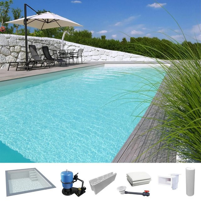 KWAD Styropor Pool Easy in Weiß mit gerader Treppe Rechts, Rechteckig, B/T/H: 7 x 3,5 x 1,5 m - Bild 1