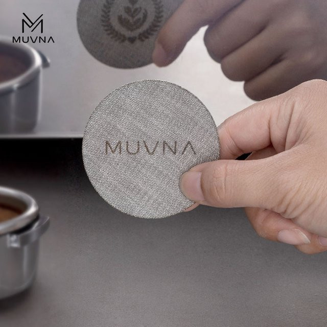 Muvna Espresso Puck Sieb aus Edelstahl in Silber, runder Kaffeefilter für Baristas - Bild 1