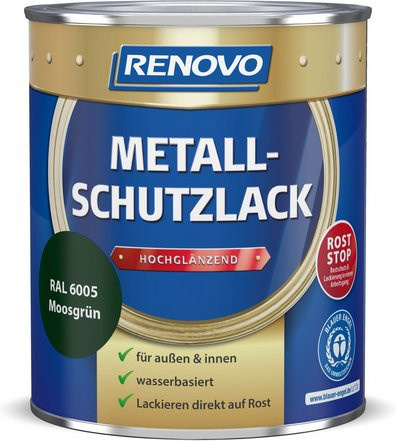 RENOVO Metallschutzlack Wasserbasiert Hochglanz Grün 0,75 l - Bild 1