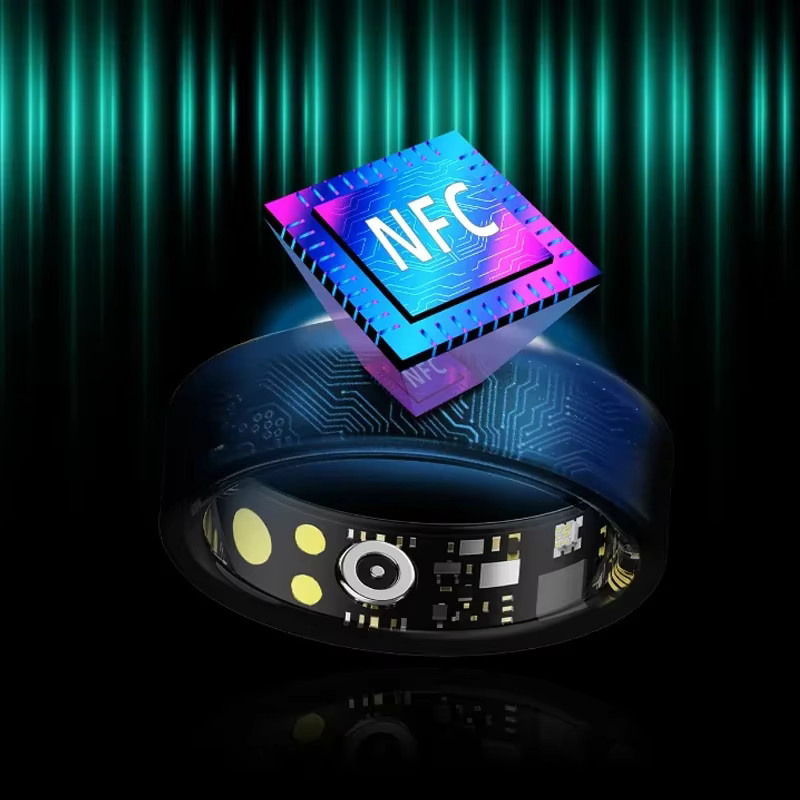 Luxuglow Smart Ring Schwarz mit Ladehülle für Herzfrequenz, Blutsauerstoff und Schlafmonitoring, NFC-fähig und 5ATM wasserdicht, Unisex - Bild 5