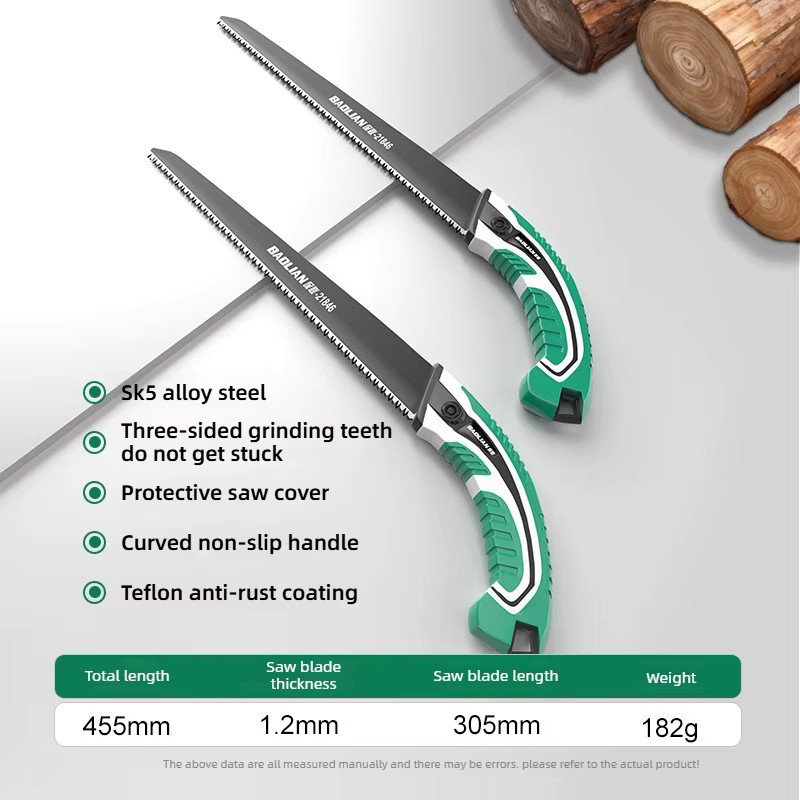 Baolian SK5 Gartensäge aus hochhartem Stahl mit dreiseitig geschliffenen Zähnen und PTFE-Beschichtung für schnelles Schneiden und Rostschutz - Bild 2
