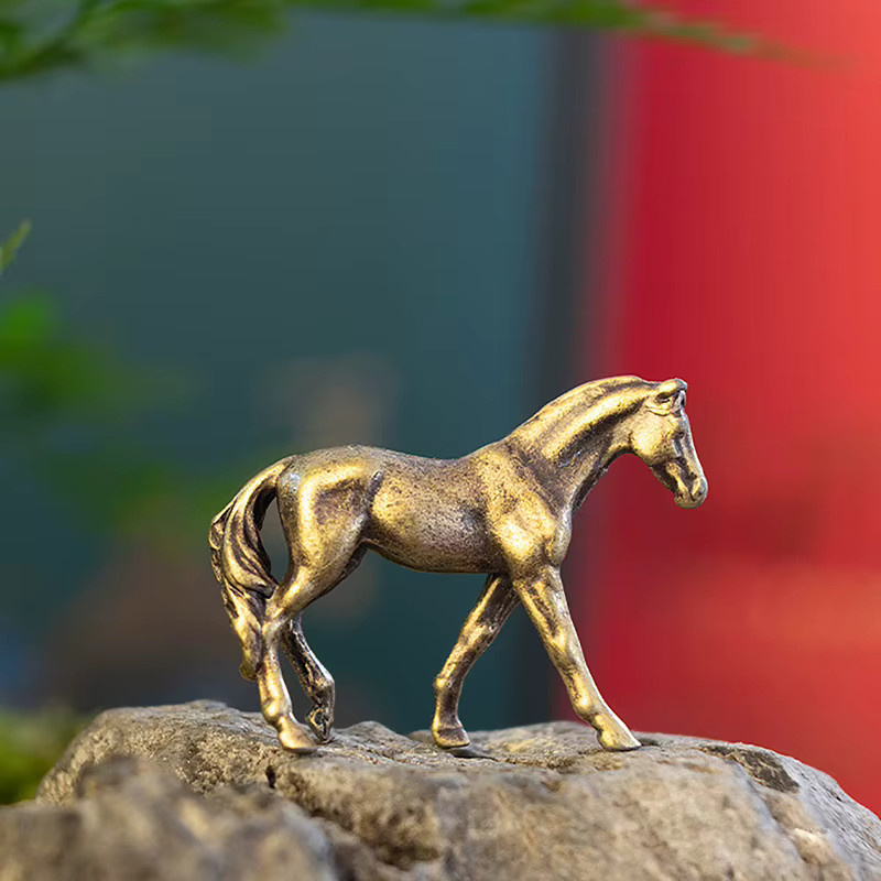 JETTING Pferdefigur aus Messing in Gold, antike Desktop-Dekoration für Feng Shui - Bild 2
