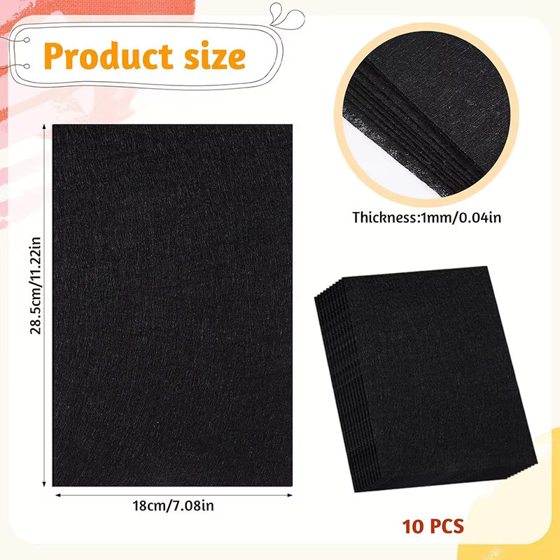 10 Stück Filzstoff-Blätter Set in Schwarz zum Nähen und für DIY-Bastelarbeiten - Bild 2