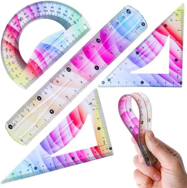 Multifunktionales flexibles Kunststoff-Lineal-Set in Mehrfarben, 20 cm und 30 cm - Bild 1