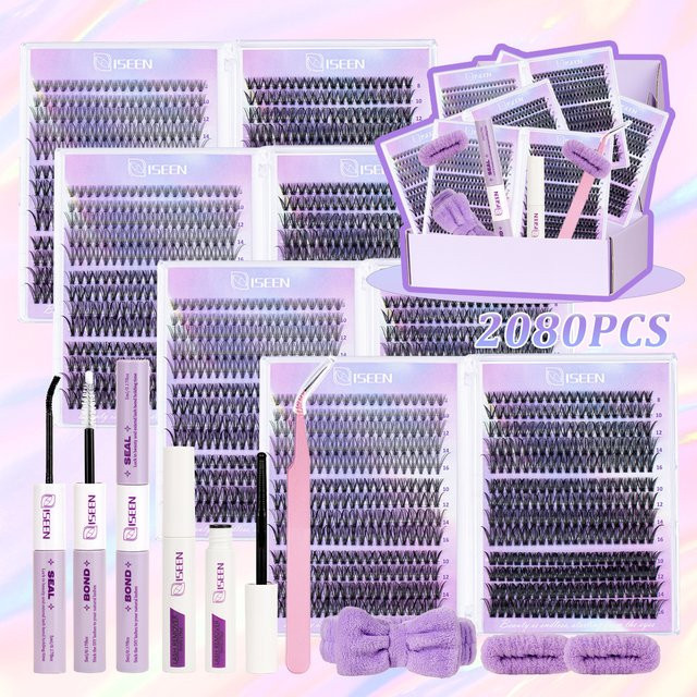 ISEEN DIY Wimperncluster-Set, 8–16 mm, natürlich, Unisex - Bild 1