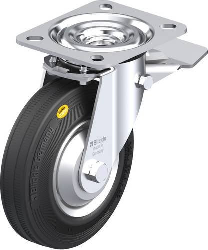 Blickle Lenkrolle 61408 L-RD 125R-ST-FA mit Feststeller, Rad-Durchmesser: 125 mm, Tragfähigkeit: 120 kg, Farbe: Schwarz/Silber - Bild 1