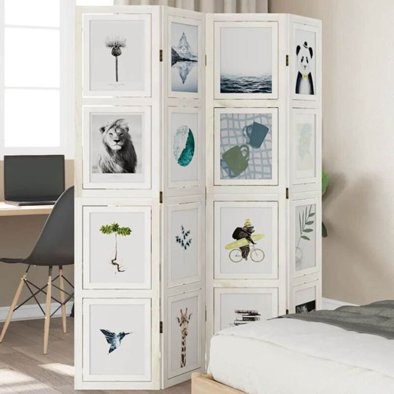 4-tlg. Raumteiler vidaxl aus Massivholz in Weiß, freistehend und minimalistisch, Höhe: 180 cm - Bild 1