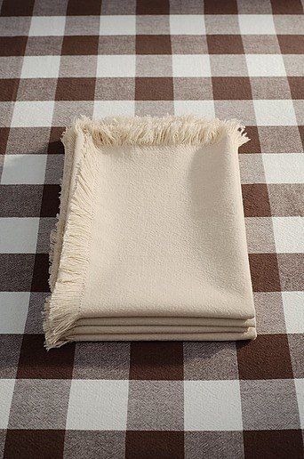 Jotex Serviette Scarlett beige kariert 4er-Pack B/B: 45 x 45 cm - Bild 1