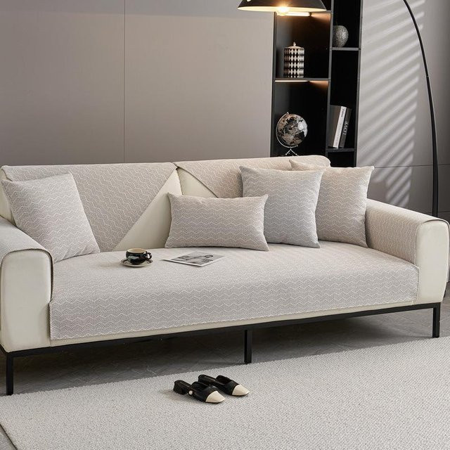 Super Six Chenille Sofakissenbezug quadratisch in Weiß oder Beige, B/T: 70 x 70 cm - Bild 1