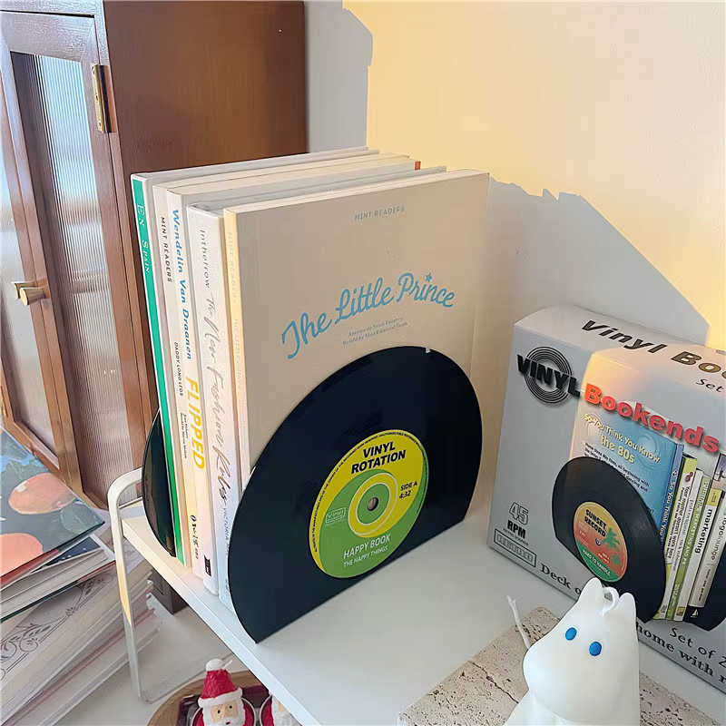 Kreative Vinyl CD Buchstützen im Retro-Design als Desktop-Dekoration, Farbe: Schwarz - Bild 2