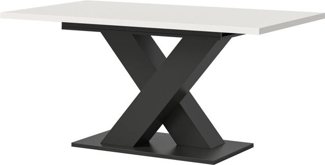 Inn.Furn Esstisch ausziehbar in Weiß und Grau, moderner Küchentisch mit X-Frame Gestell - Bild 1