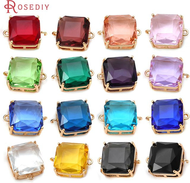 Rosediy Charms Anhänger, Messing, Gold, Kristall - Bild 1
