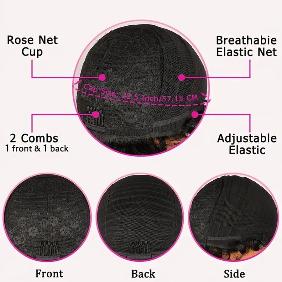 OYM HAIR Kurzhaarperücke Pixie-Schnitt mit Pony, Schwarz-Rot, Damen - Bild 3
