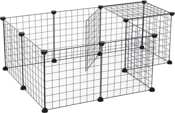 PawHut Gittergehege aus Metallgitter flexibel umformbar Schwarz B: 106 cm, H: 73 cm, T: 36 cm