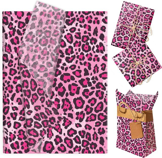 Rosa Seidenpapier mit Leopard-Print für deine Geburtstags-, Hochzeits- oder Partydekoration (20 oder 50 Stück) - Bild 1