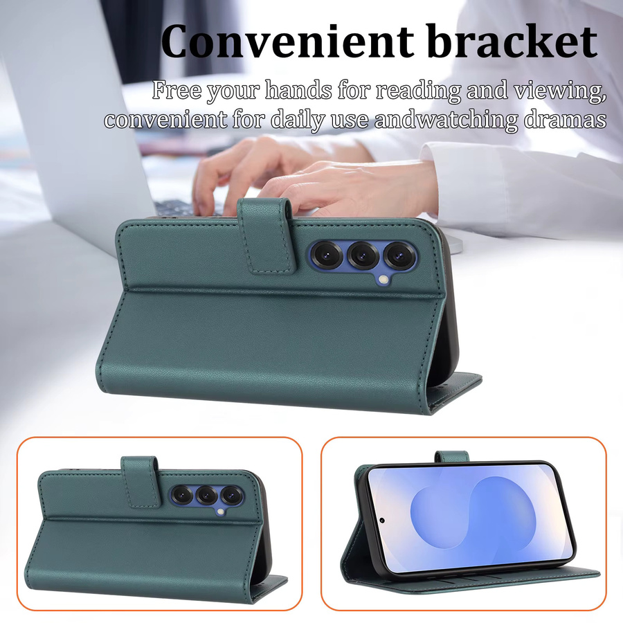 Samsung Flip Wallet Schutzhülle aus Kunstleder mit Kartenfach für S26 S25 S24 S23 S22 S21 S20 Fe in Schwarz und Grün - Bild 3