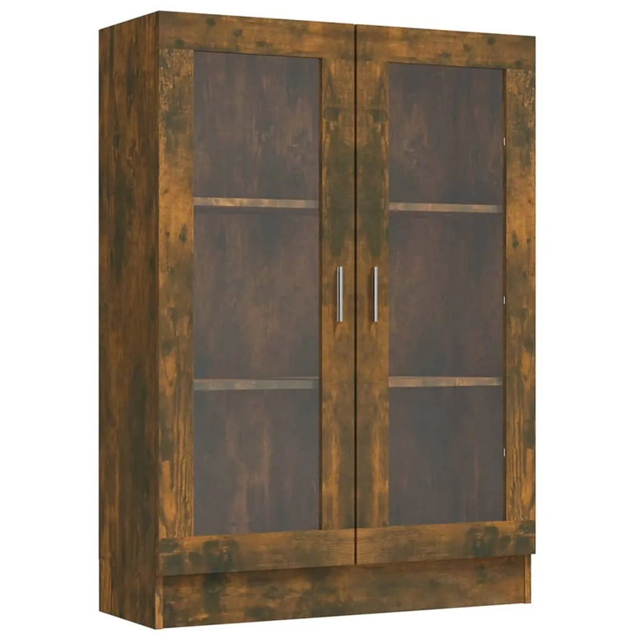 vidaXL Vitrinenschrank Räuchereiche mit Glastüren und Regalböden, B/T/H: 82,5 x 30,5 x 115 cm - Bild 2