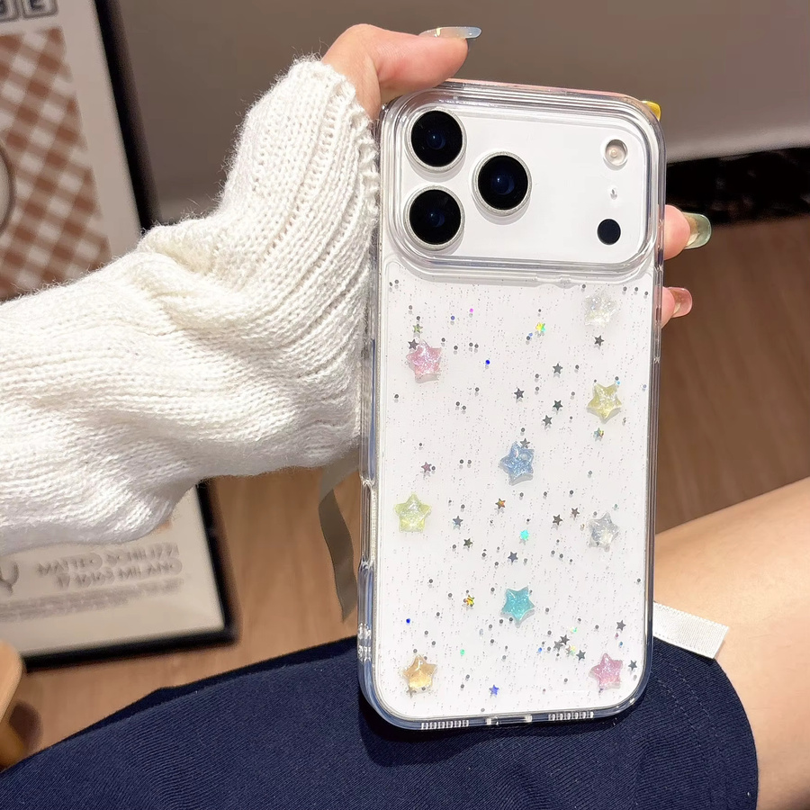 Candyguoguo Handyhülle mit Sternenhimmel und glitzernden Pailletten in Transparent für iPhone 17 16 15 14 13 12 11 Pro Max - Bild 4