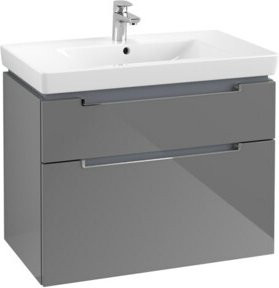 V&B Waschtischunterschrank Subway 2.0 in Glossy Grey mit Chromgriffen, B/T/H: 78,7 x 59 x 44,9 cm - Bild 1