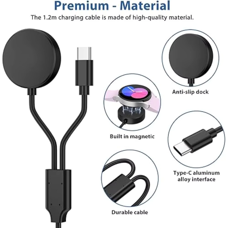 Samsung Smartwatch-Ladegerät, Silikon, Schwarz, USB-A/USB-C - Bild 3
