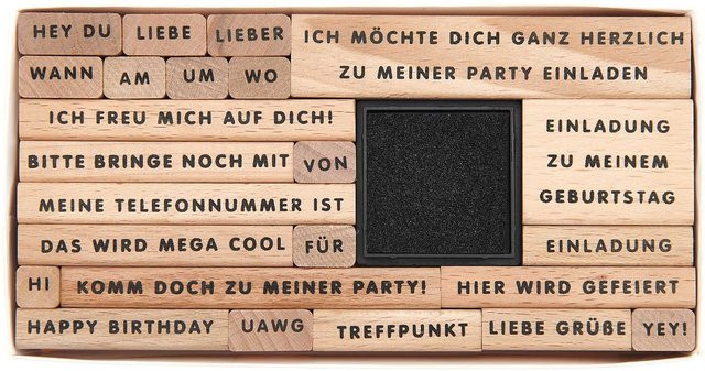 Rico Design Paper Poetry Stempelset Einladung zur Party aus Holz - Bild 1