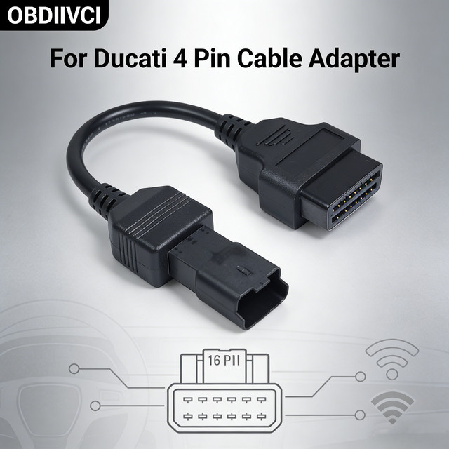 OBDIIVCI OBD2 Diagnosekabel Adapter von 4-Pin auf 16-Pin für Ducati in Schwarz - Bild 1