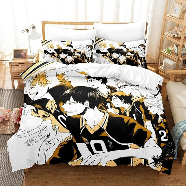 Bettwäscheset Haikyuu mit 3D-Druck für Kinder und Teenager von JMG Household Supplies, Motiv Volleyball, Mehrfarbig, B: 70 cm, L: 133 cm - Bild 1