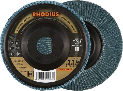 Rhodius ALPHAline LSZ P3 Fächerschleifscheibe Blau, Durchmesser: 115 mm, Bohrung: 22,23 mm, Körnung: 60, 10 Stück - Bild 1