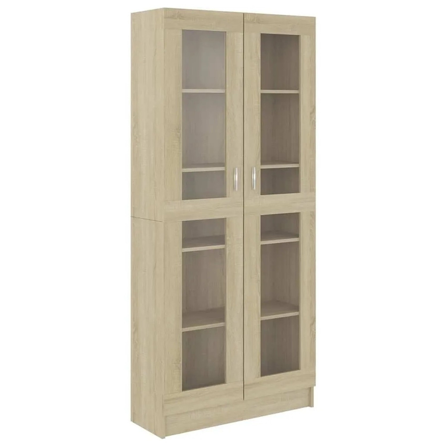 vidaXL Vitrinenschrank Sonoma-Eiche mit Glastüren und Regalböden, B/T/H: 82,5 x 30,5 x 185 cm - Bild 2