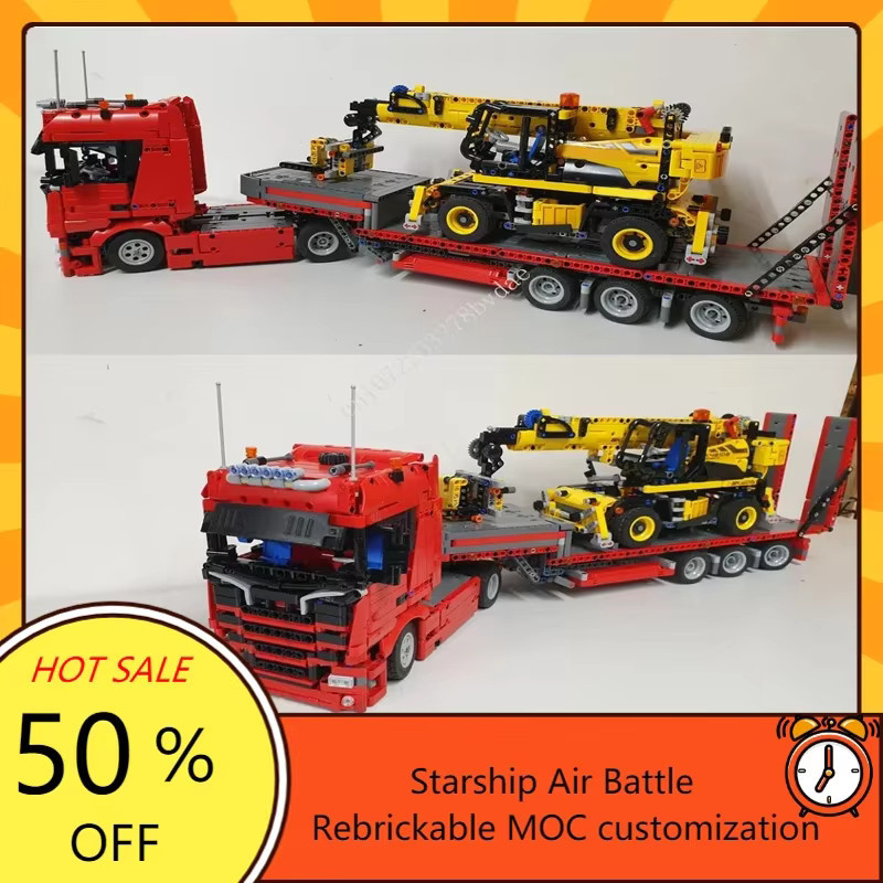 High-Tech MOC Truck, Lenkwanhänger und JCB Teleskopmodell, DIY Transporter Truck, 2562 Teile - Bild 2