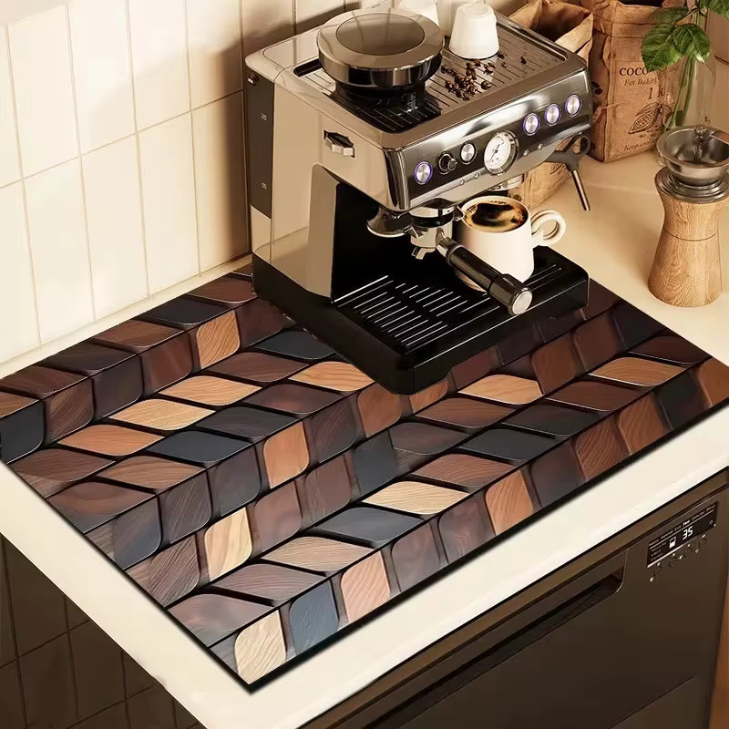 VIKAMA Geschirr-Trockenmatte in Holzmaserung, rutschfeste Abtropfmatte aus Silikon für die Küche, Farbe: Braun, B/T: 30,0 x 20,0 cm - Bild 1