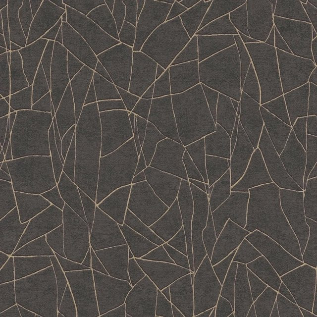 PROFHOME Grafik Tapete mit metallischen Akzenten in Schwarz, Silber und Anthrazit, abstraktes Design, Vlies, Breite: 0,53 m, Länge: 10,05 m - Bild 1