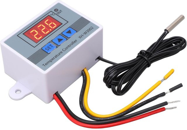 Digitaler Temperaturregler Thermostat mit wasserdichter Sonde, Heiz-Kühl-Schalter, 10A, 110-220V, 1500W, Grau und Weiß - Bild 1